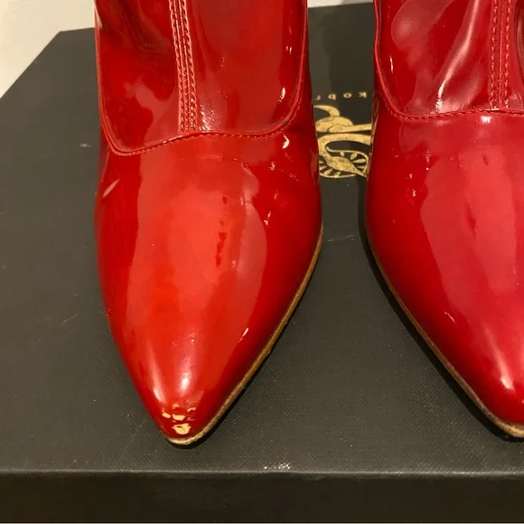 Stuart Weitzman Patent Leather Red Sock Women’s Boots - Picture 10 of 10